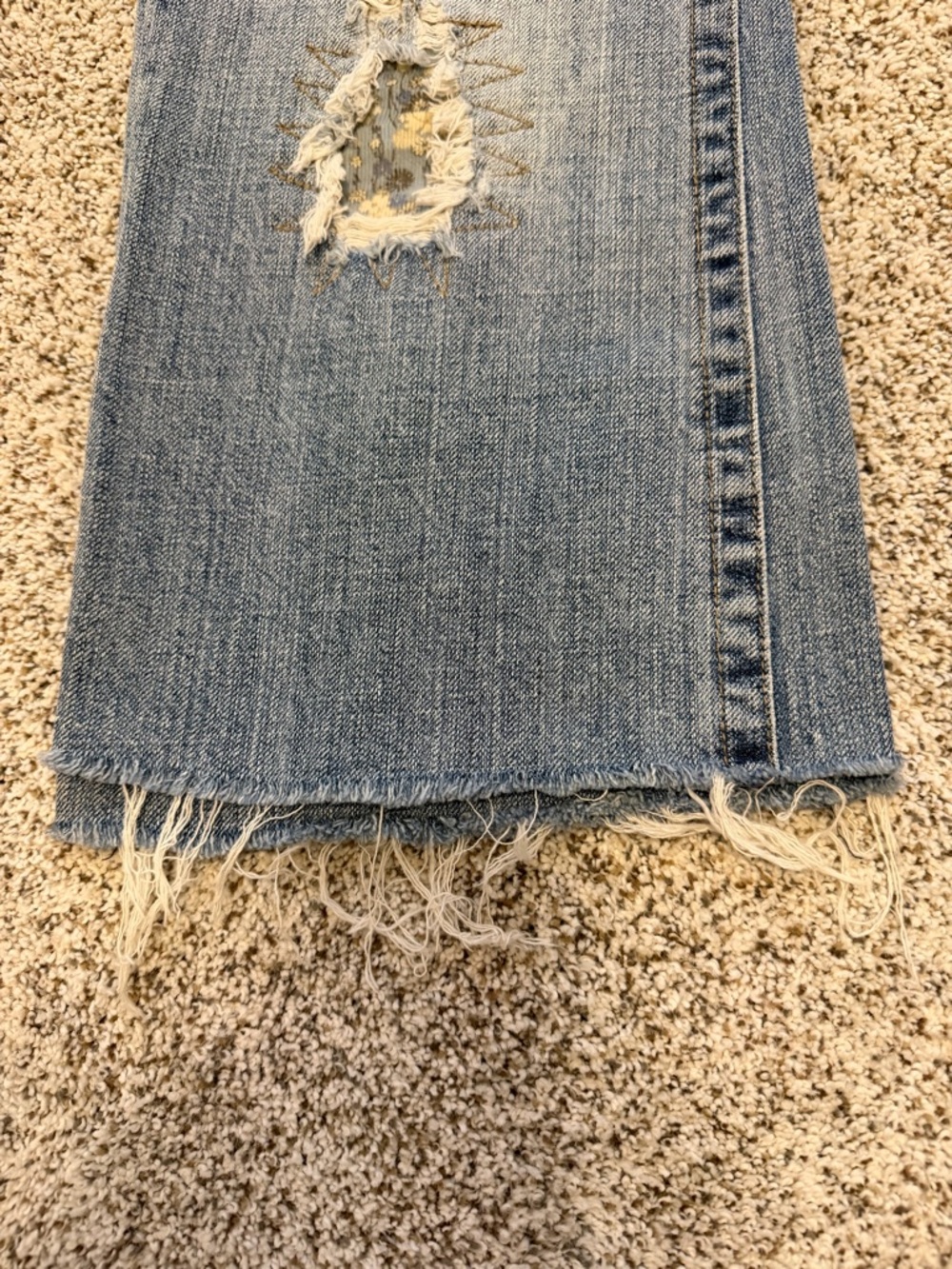Z Cavaricci Women’s Vintage Patchwork Distressed Jeans Size 11 Y2K Boho Flare - Picture 8 of 11